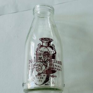 Vintage North Shires Milk Bottle – Red Pyro Label